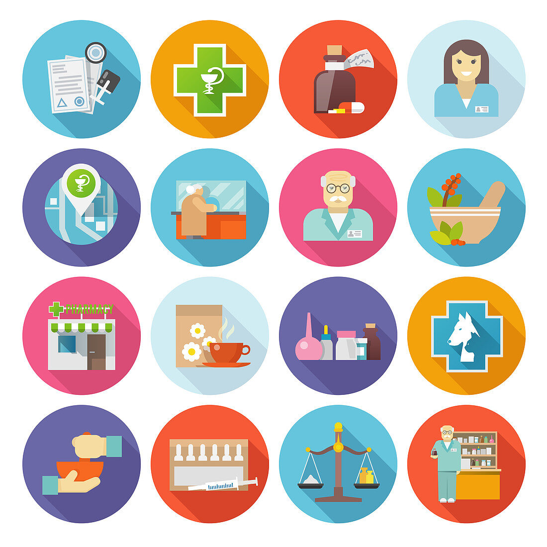Pharmacy icons, illustration