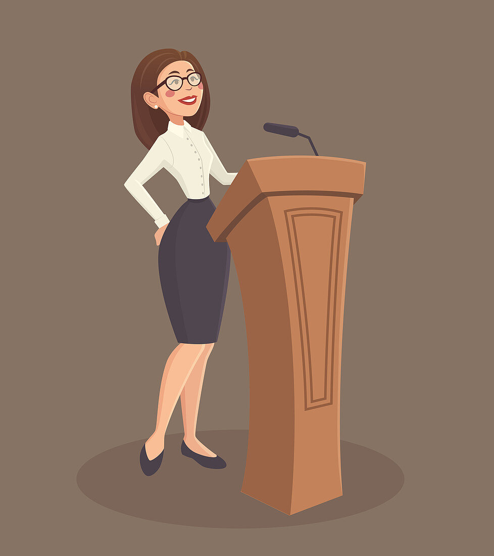 Woman giving lecture, illustration