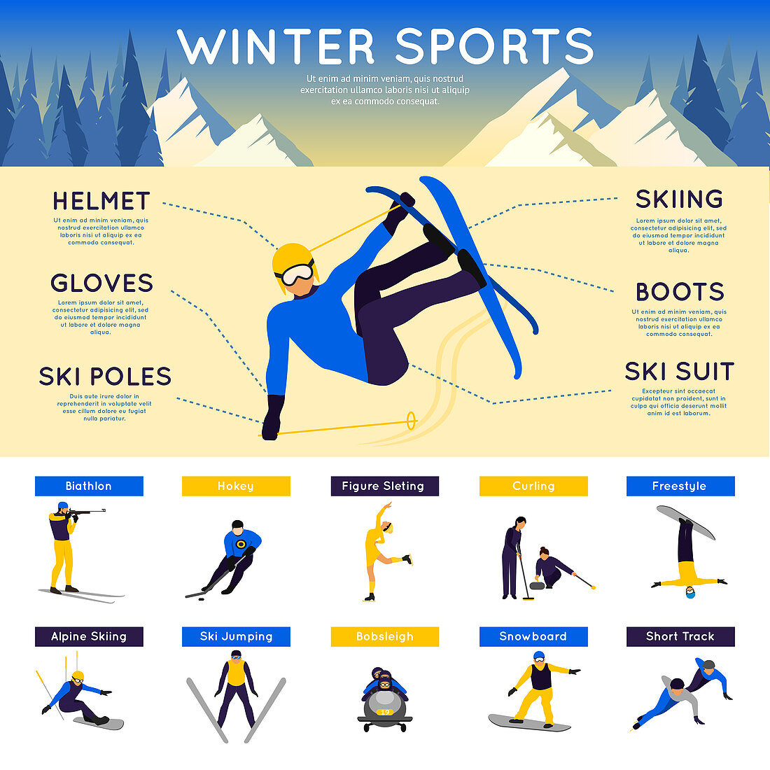 Winter sports, illustration
