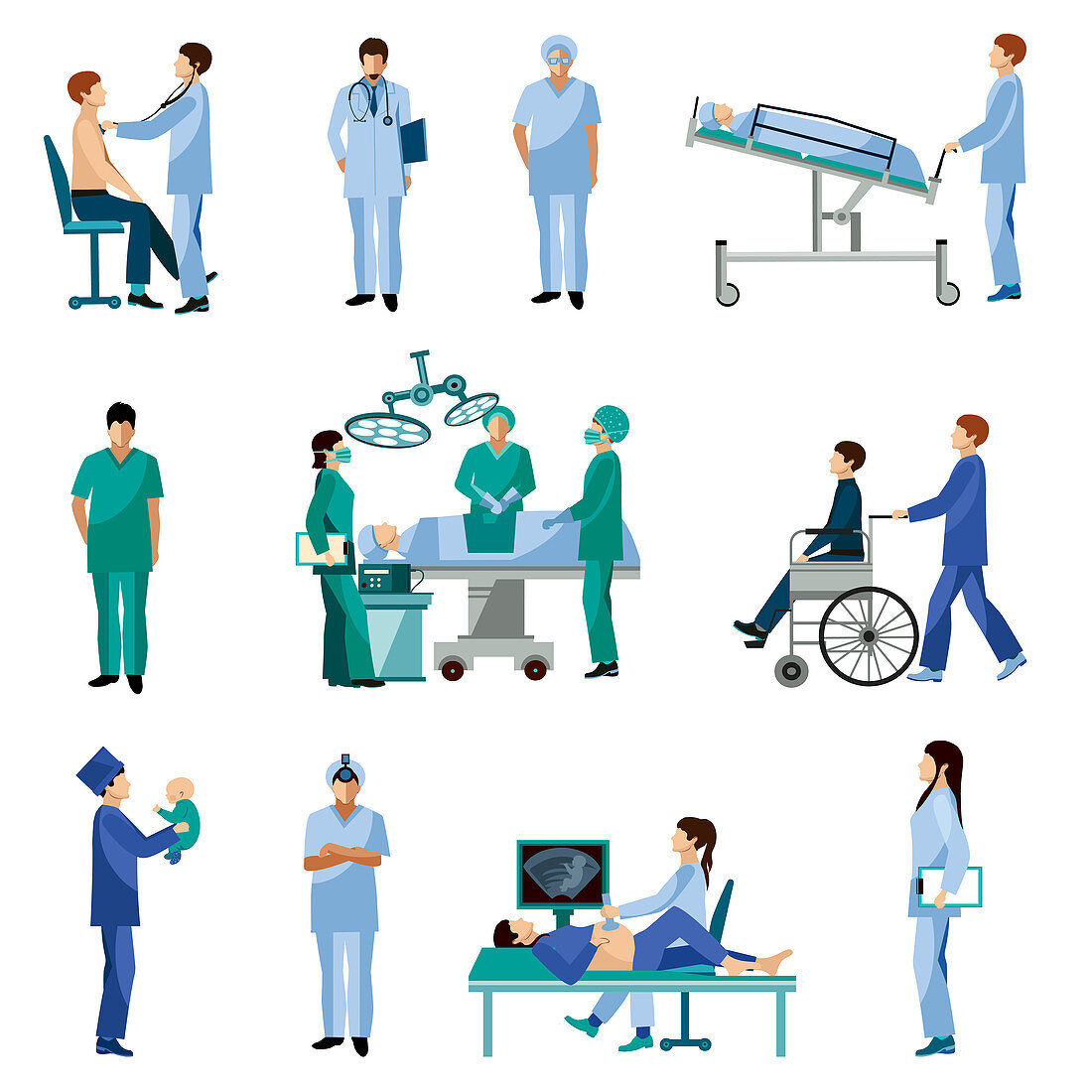 Surgery icons, illustration