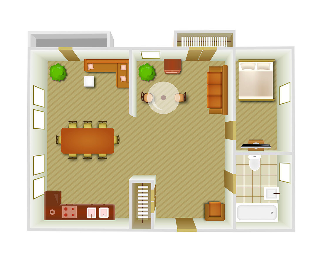 Home floor plan, illustration