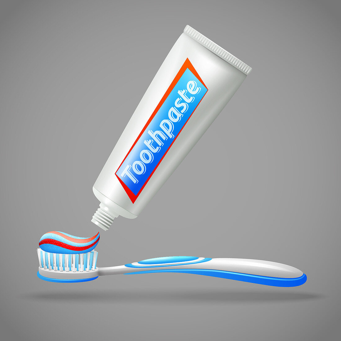 Toothbrush and toothpaste, illustration