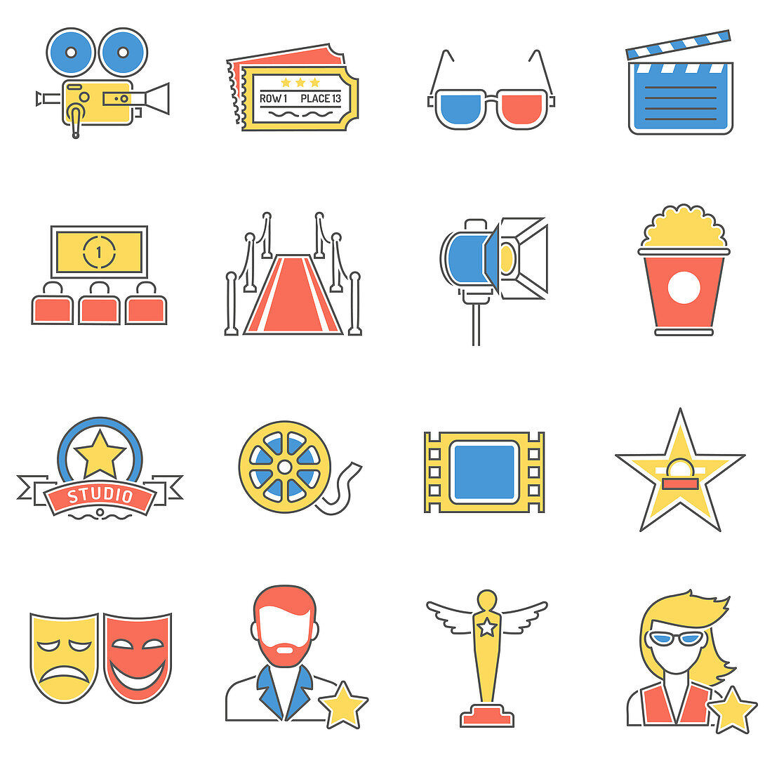 Movie icons, illustration