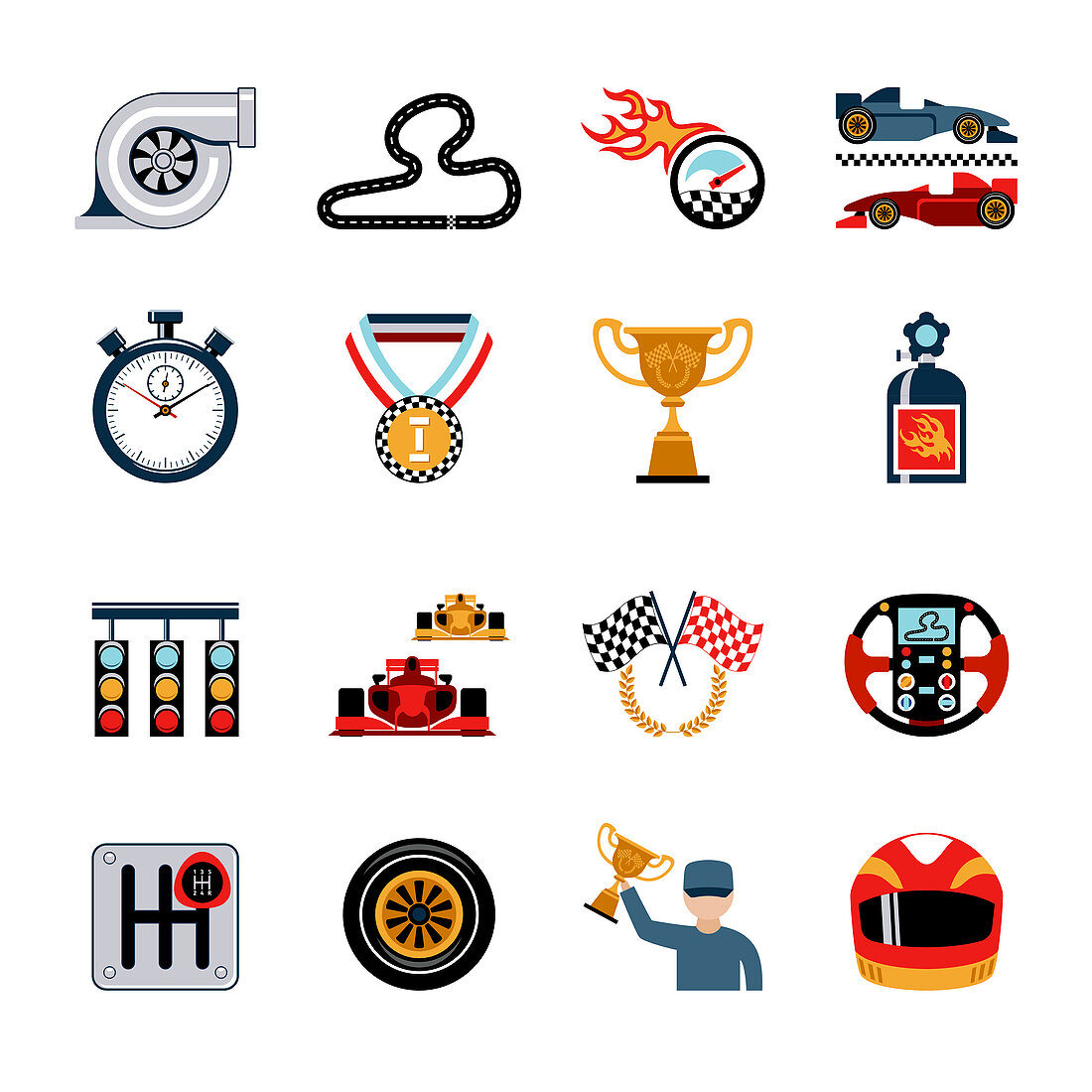 Motor racing icons, illustration