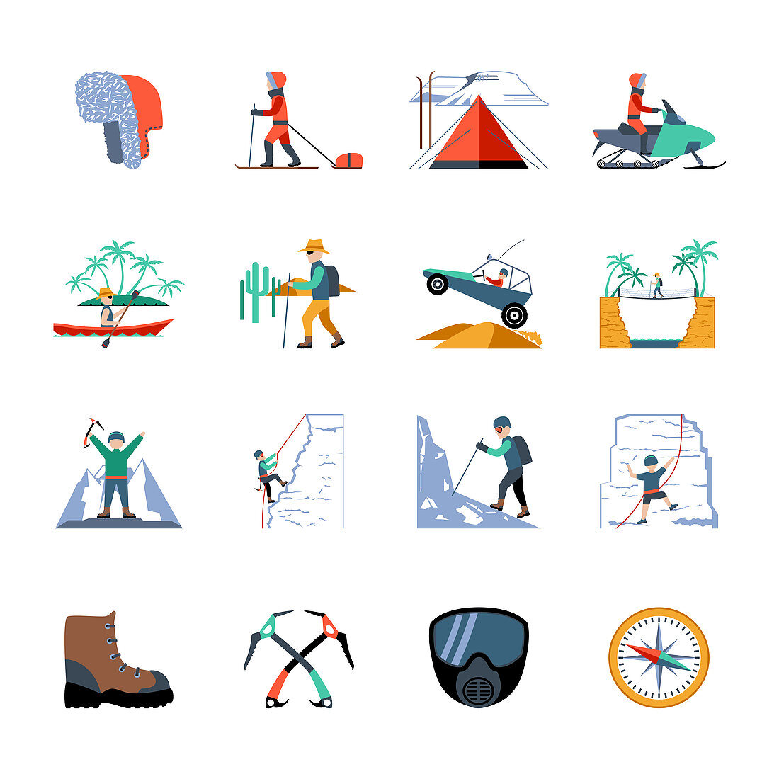 Outdoor pursuit icons, illustration