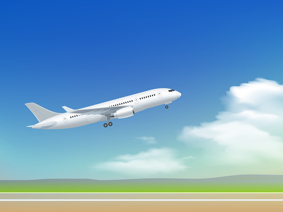 Aeroplane taking off, illustration