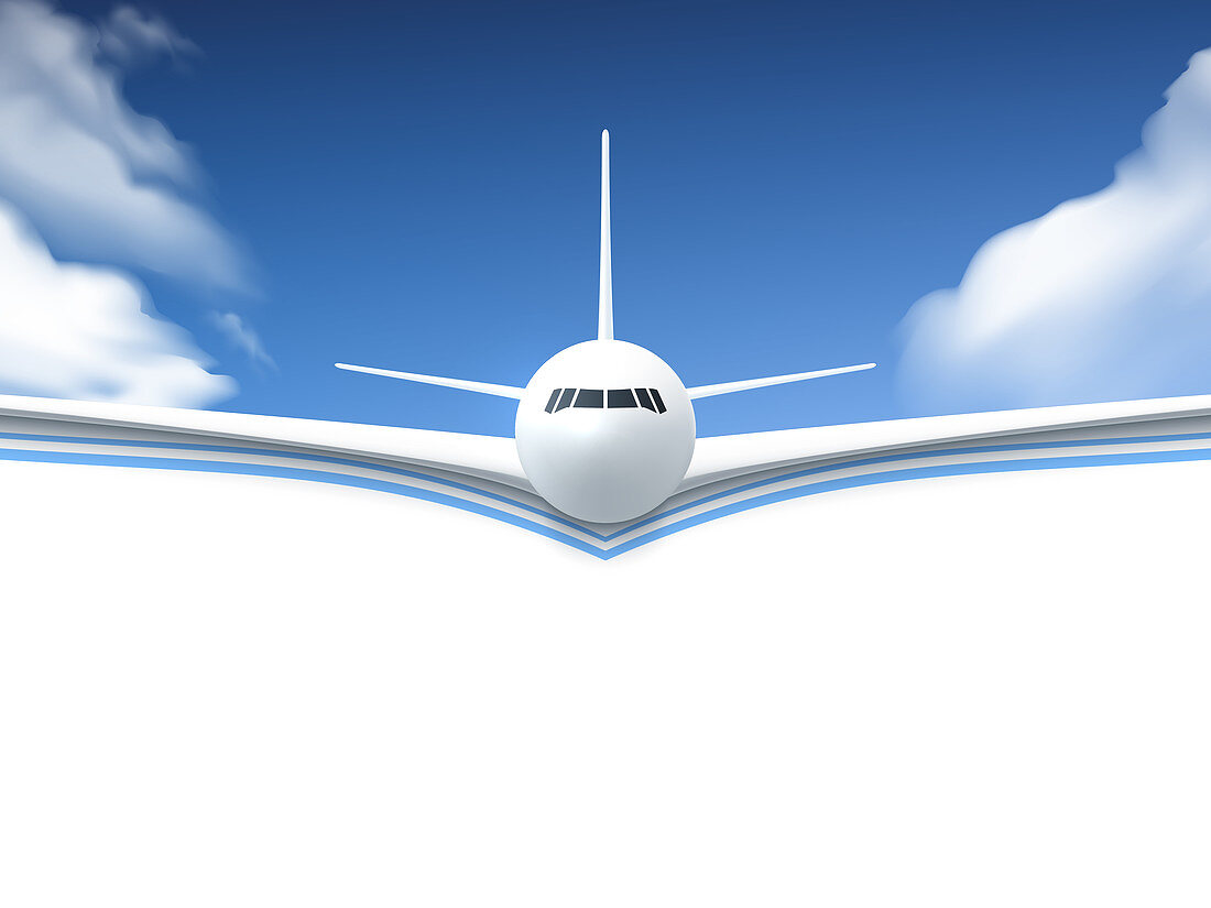 Aeroplane in flight, illustration