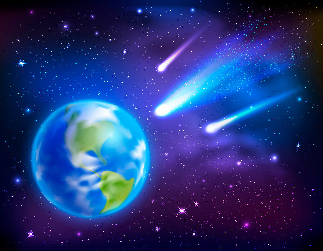 Comets and Earth, illustration
