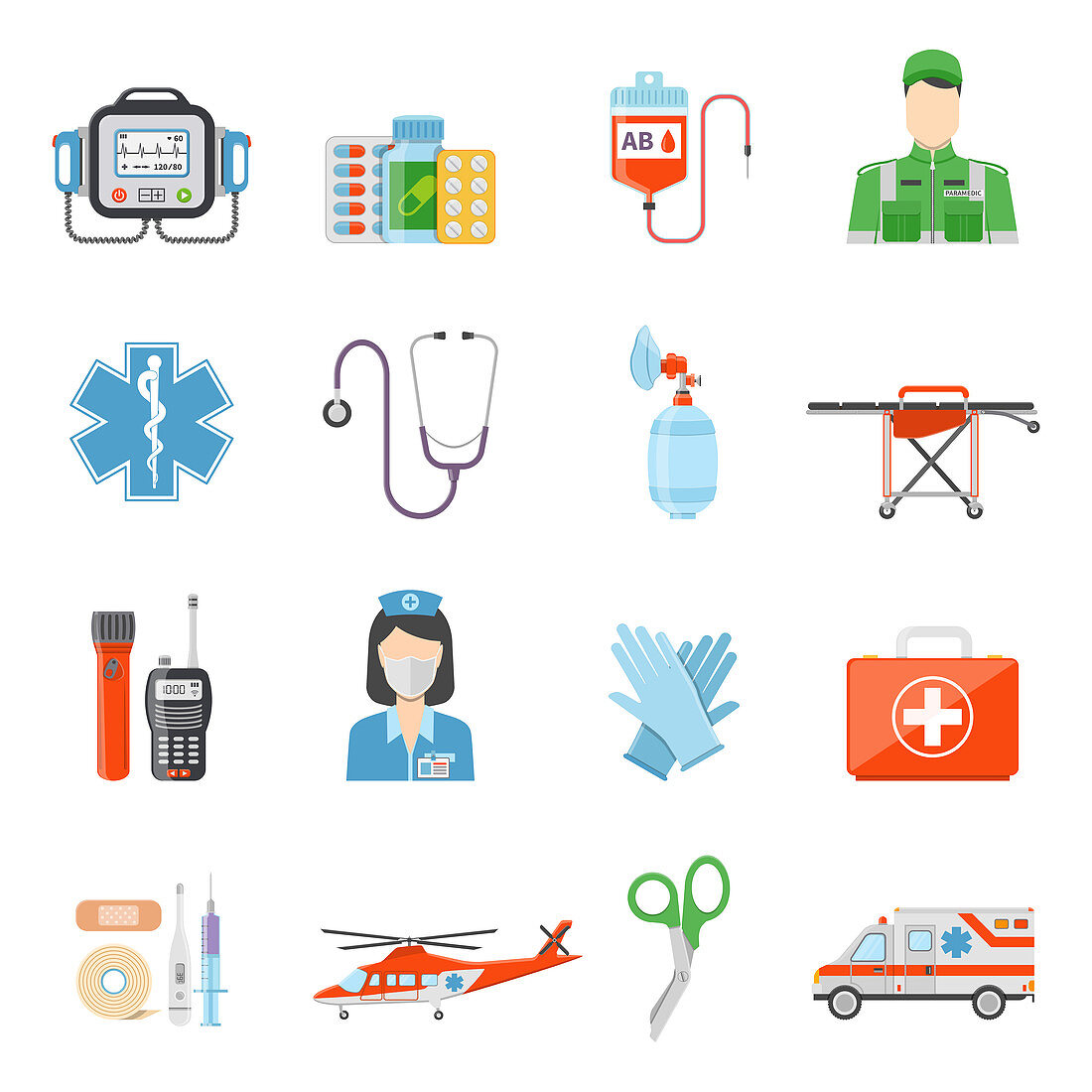 Paramedic icons, illustration
