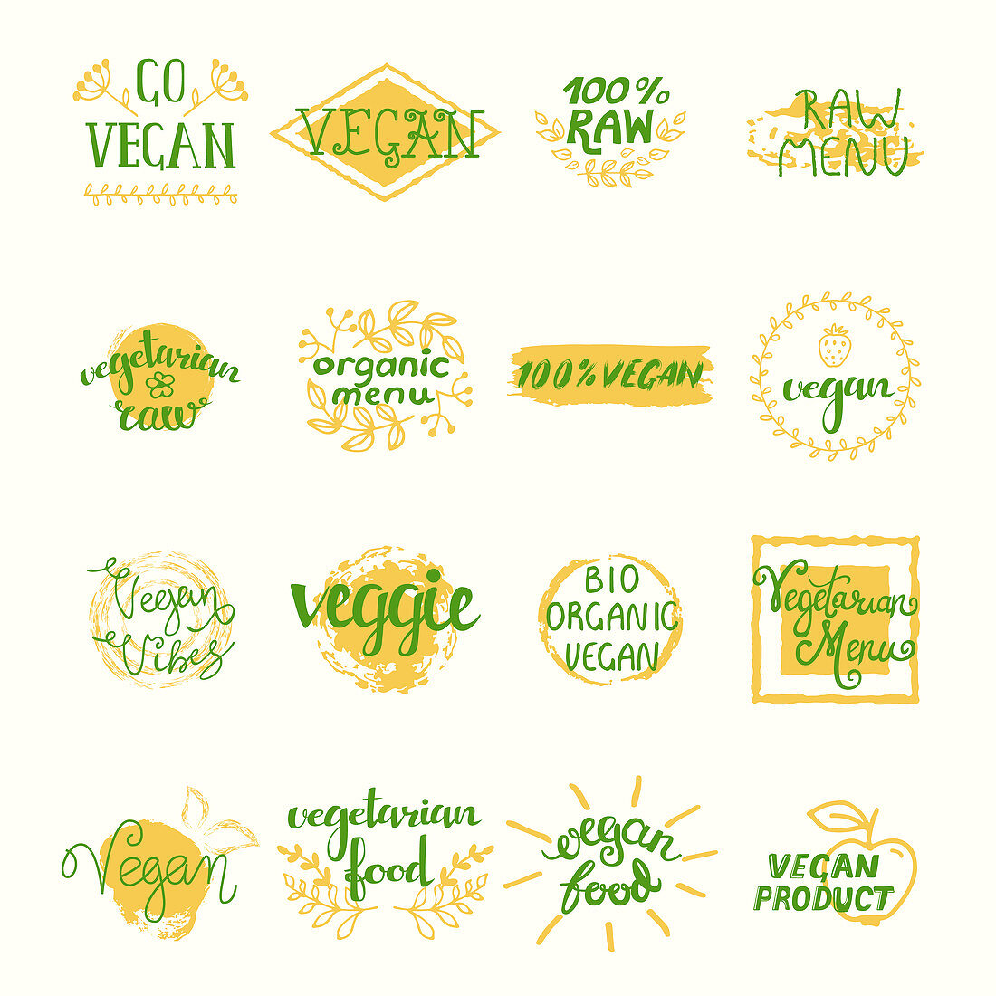 Vegan icons, illustration