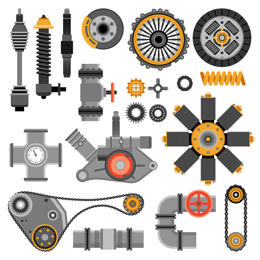Machine part icons, illustration