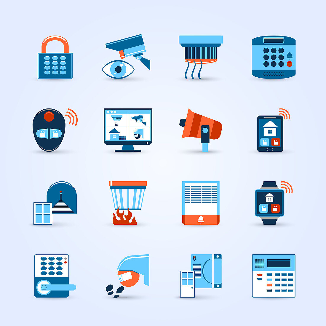 Home security icons, illustration