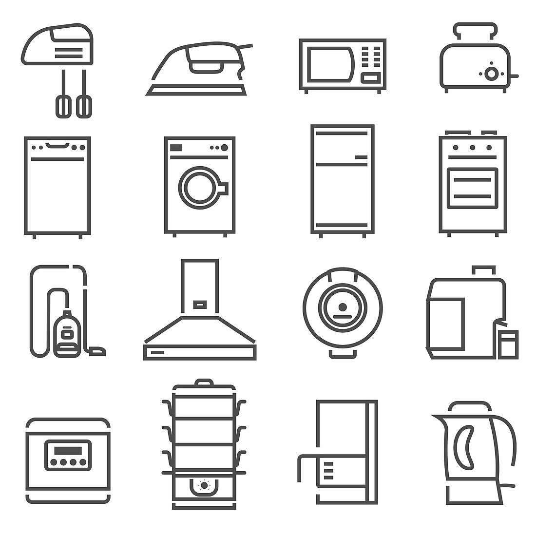 Household appliance icons, illustration