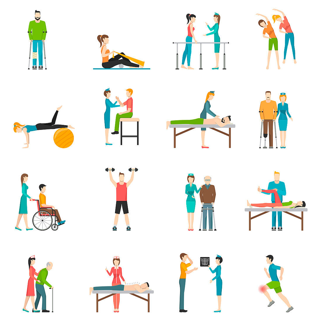Physiotherapy icons, illustration