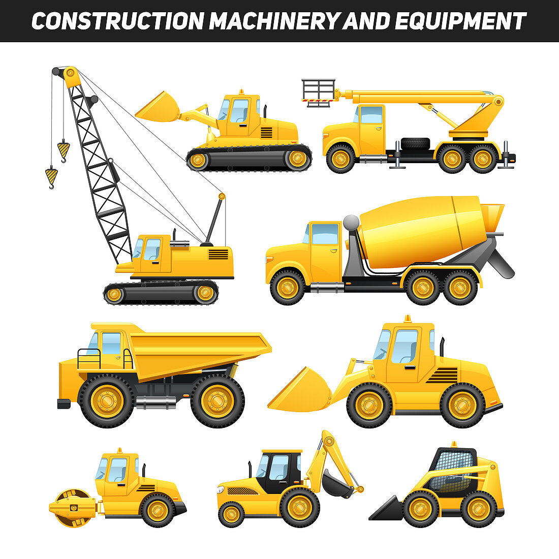 Construction vehicles, illustration