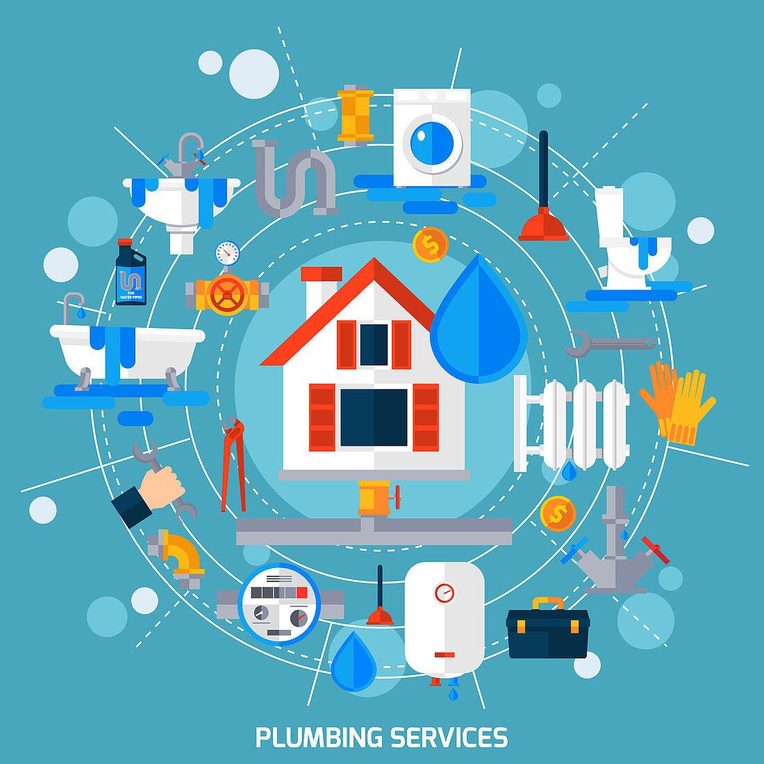 Plumbing services, illustration