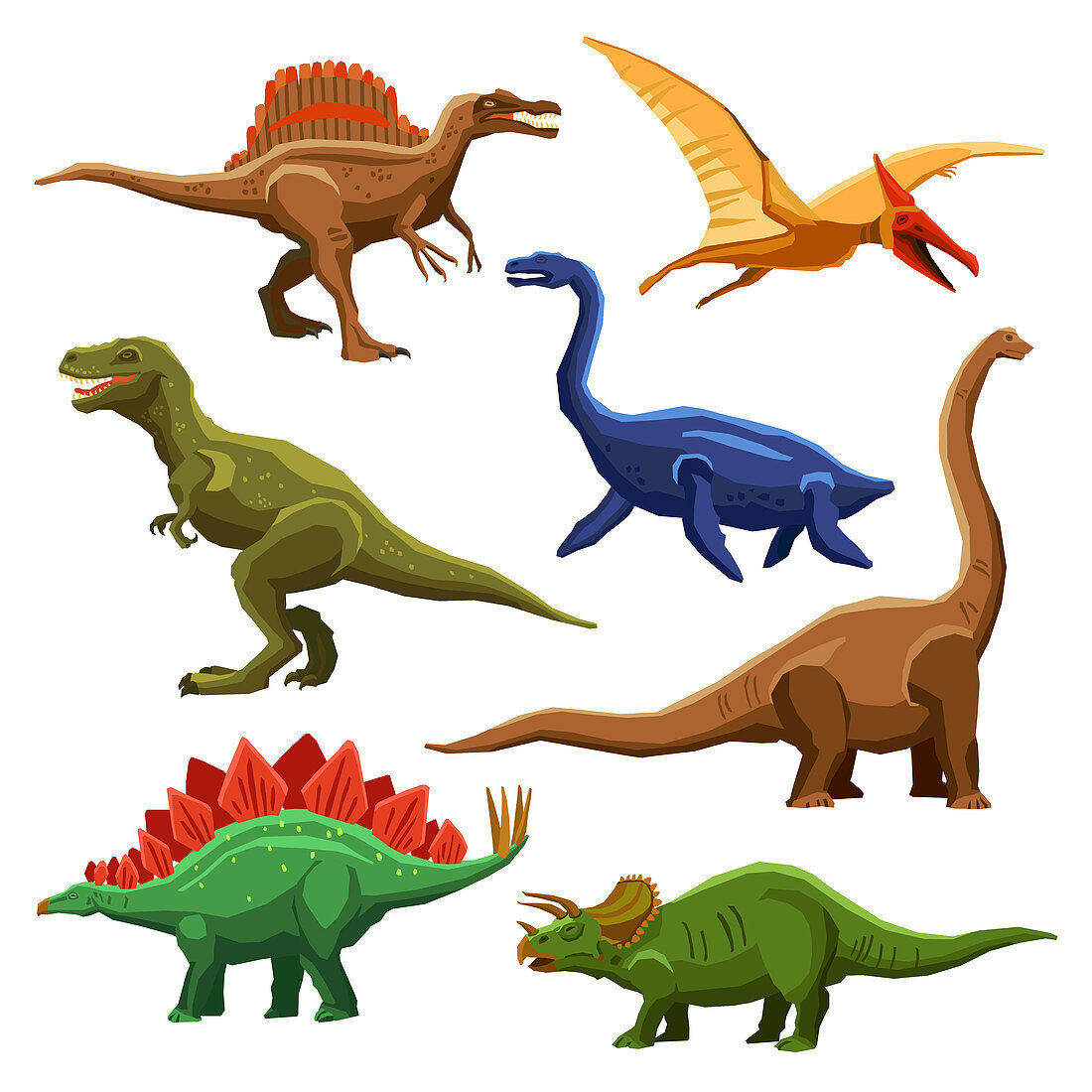 Dinosaur icons, illustration