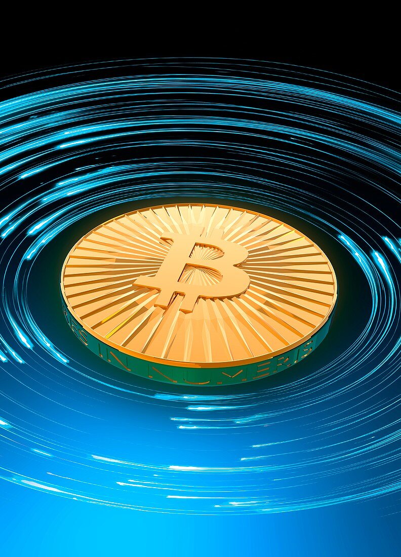 Bitcoin in blue circles