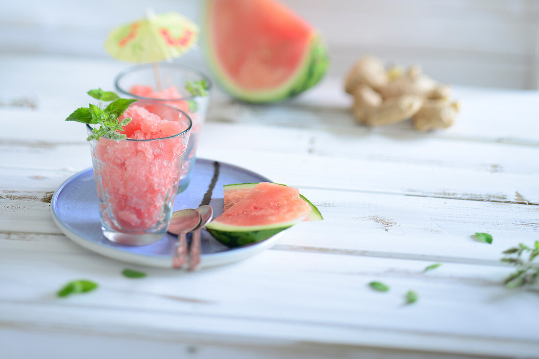 Watermelon ice cream with ginger