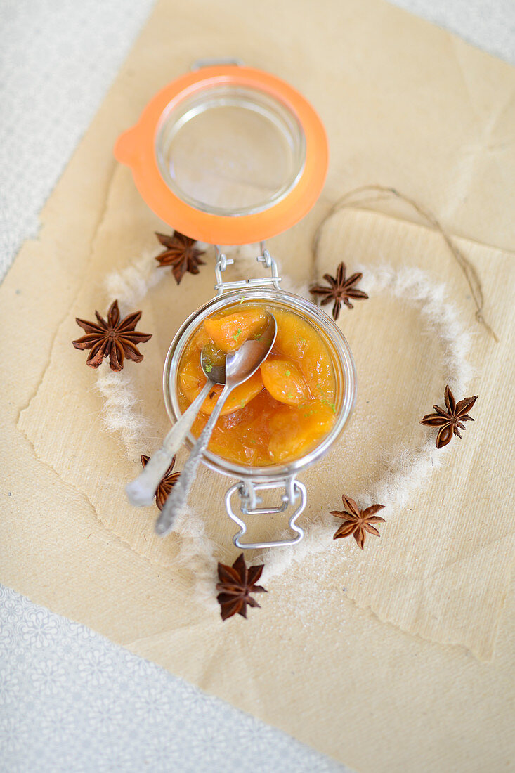 Apricot preserve with star anise