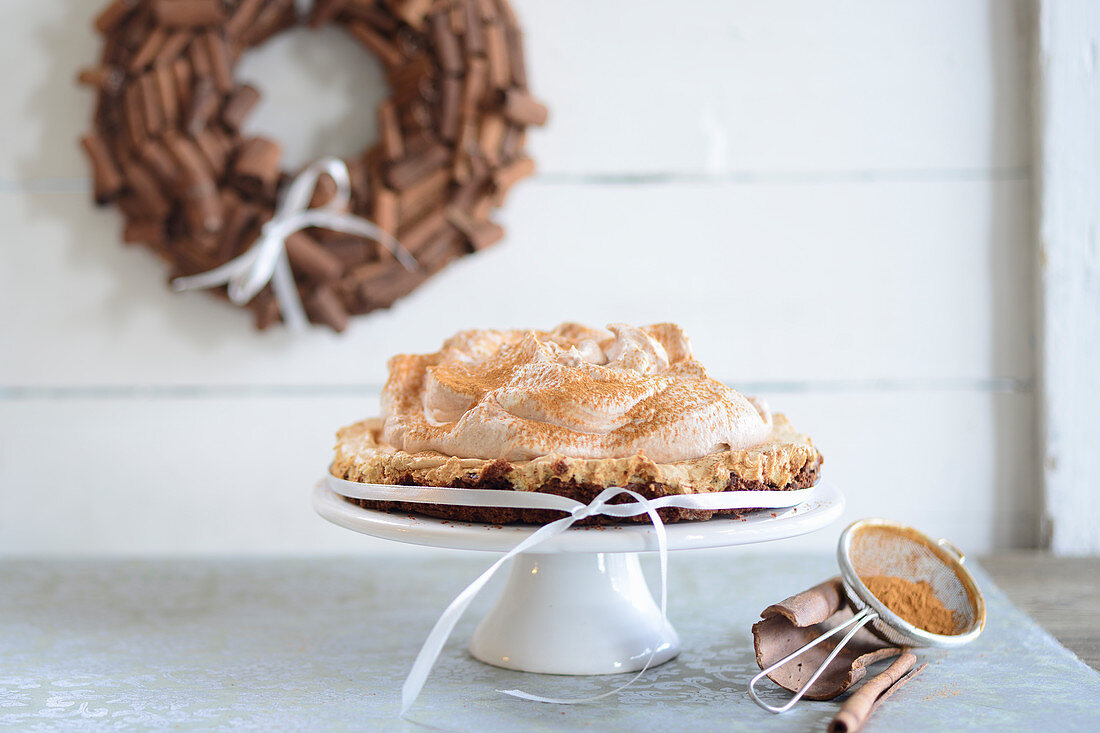 A Christmas cake with cinnamon