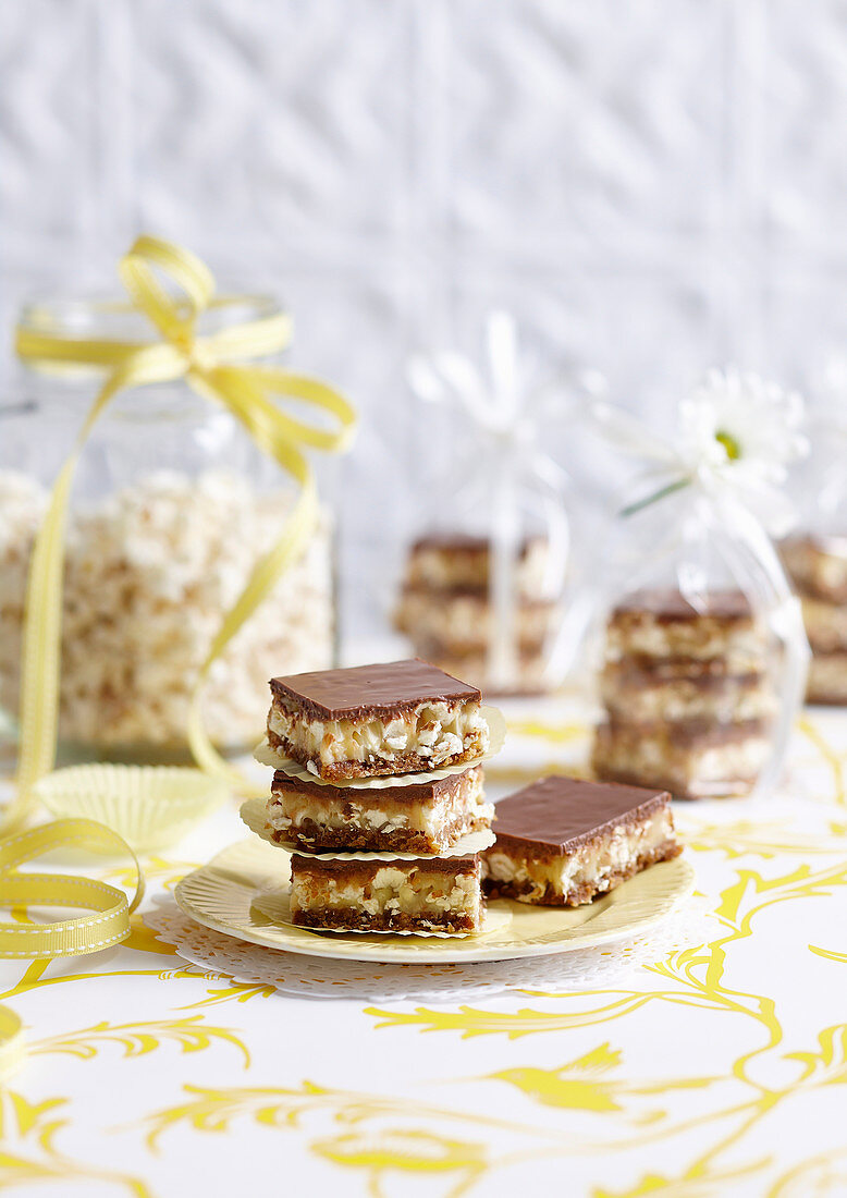 Popcorn butterscotch slices