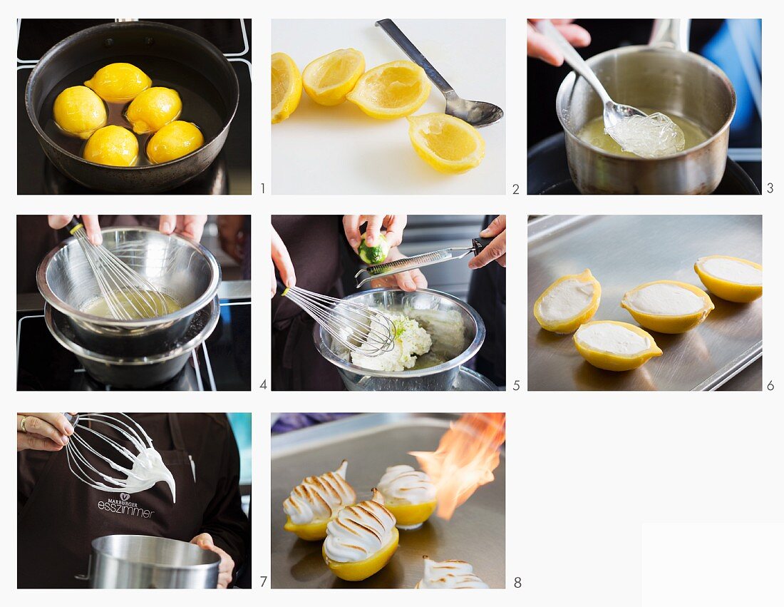 Amalfi-Zitrone mit Zitronencreme und Baiser zubereiten