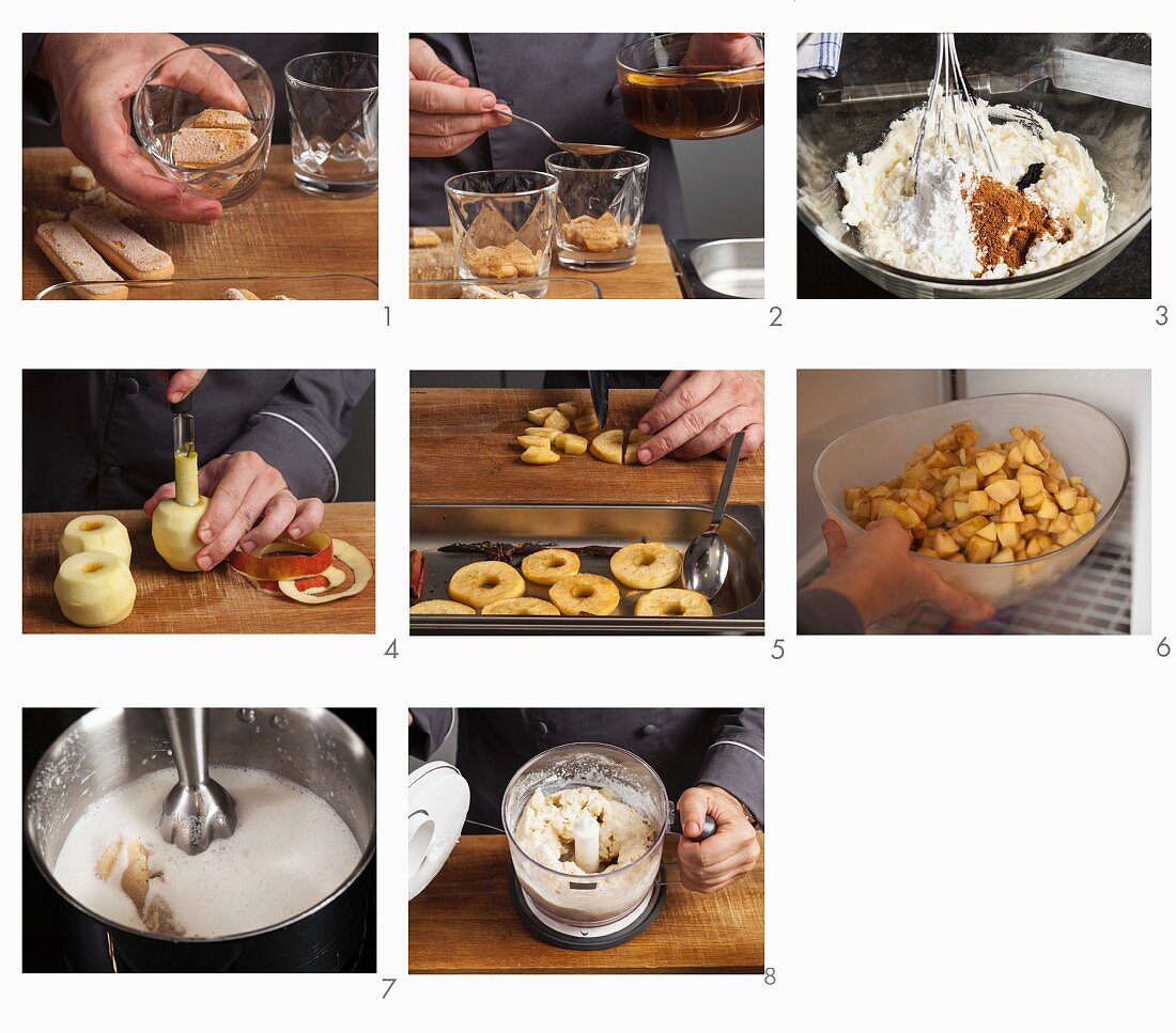 Gingerbread and apple tiramisu being made