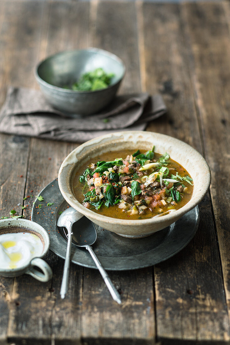 Moroccan lamb soup with vegetables