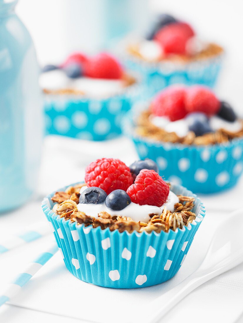 Granola fruit cups with berries
