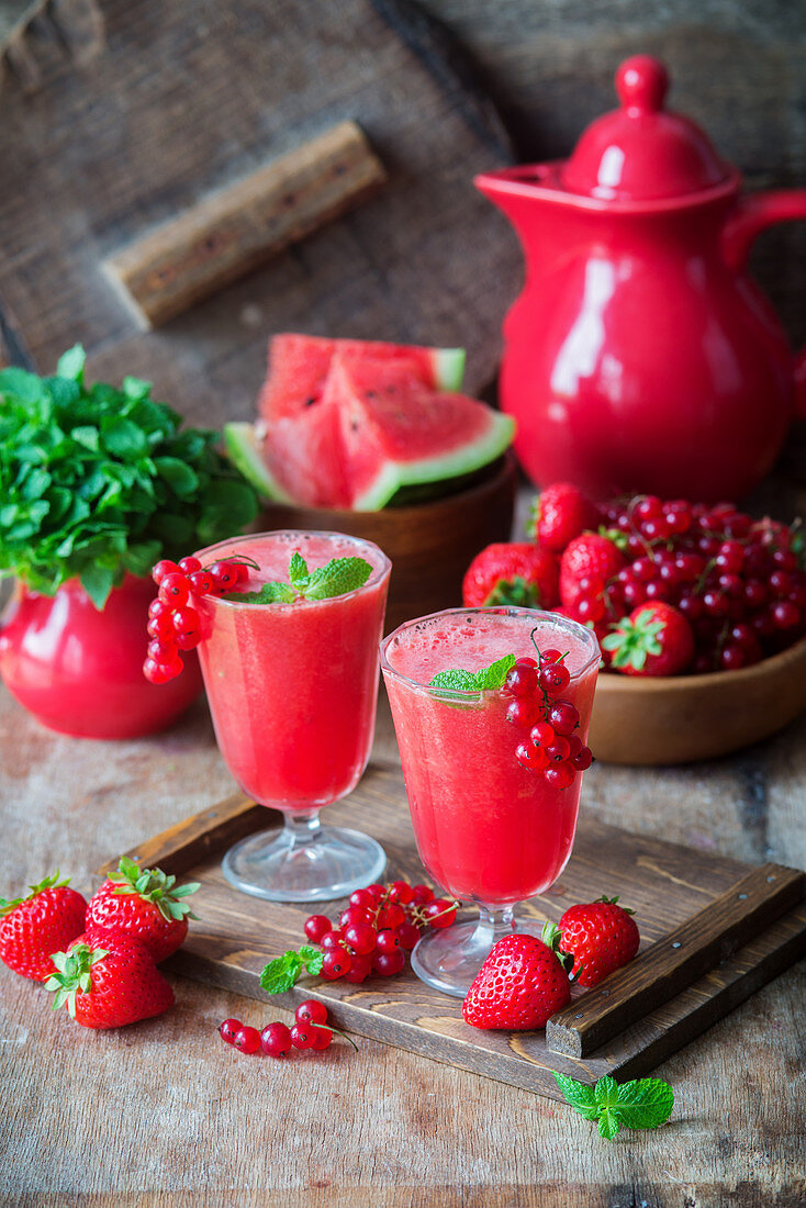Watermelon and berry smoothies