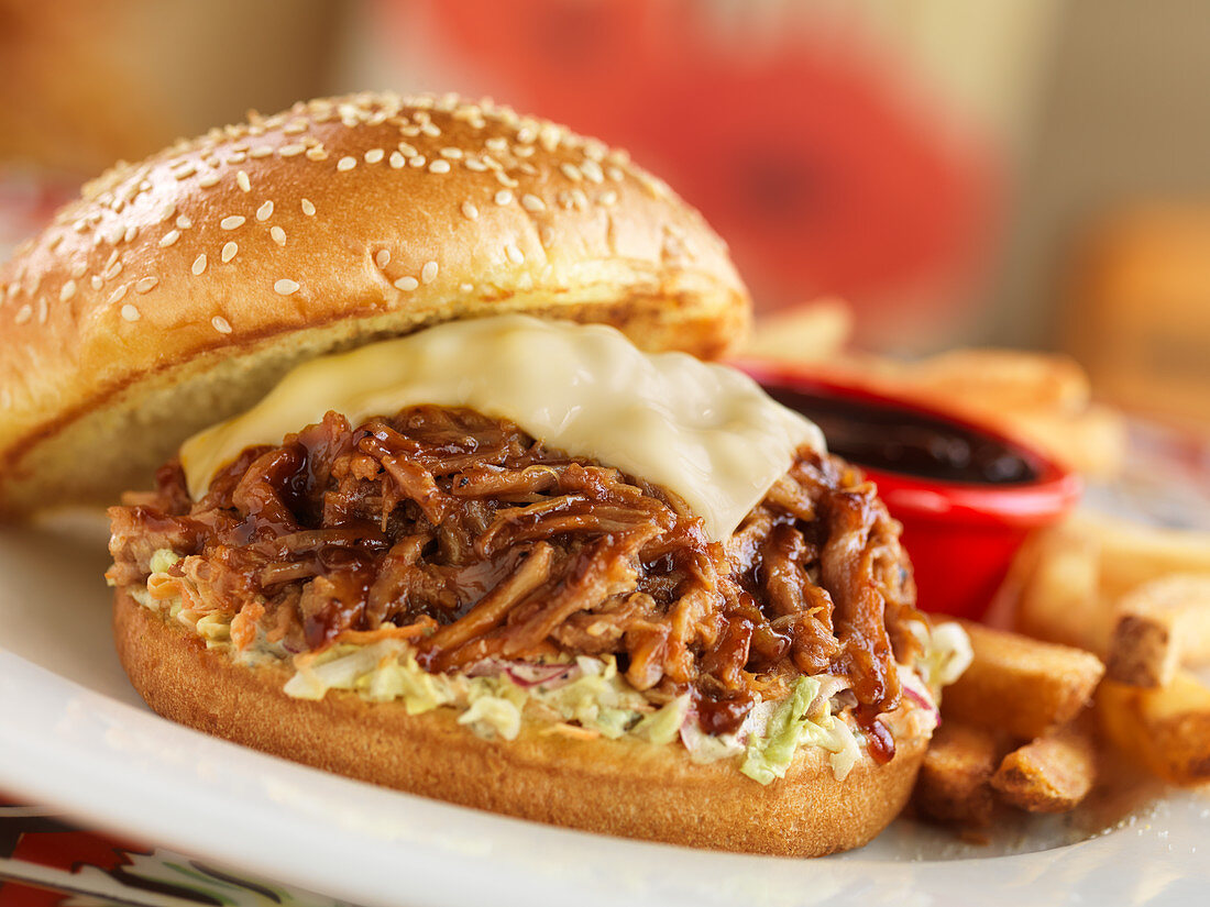 Pulled pork burgers with cheese