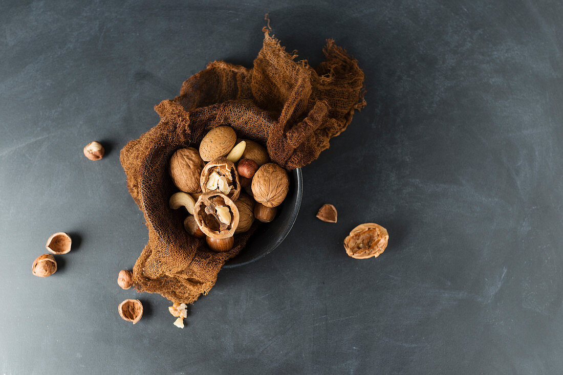 Hazelnuts, walnuts and almonds