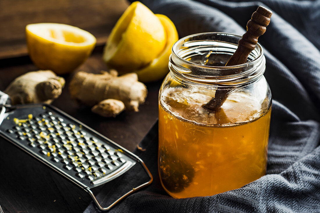 Homemade lemon marmalade with ginger