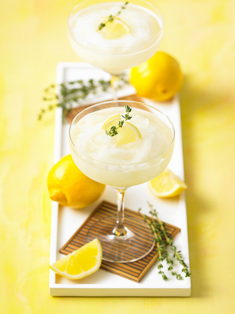 Lemon thyme vodka slush