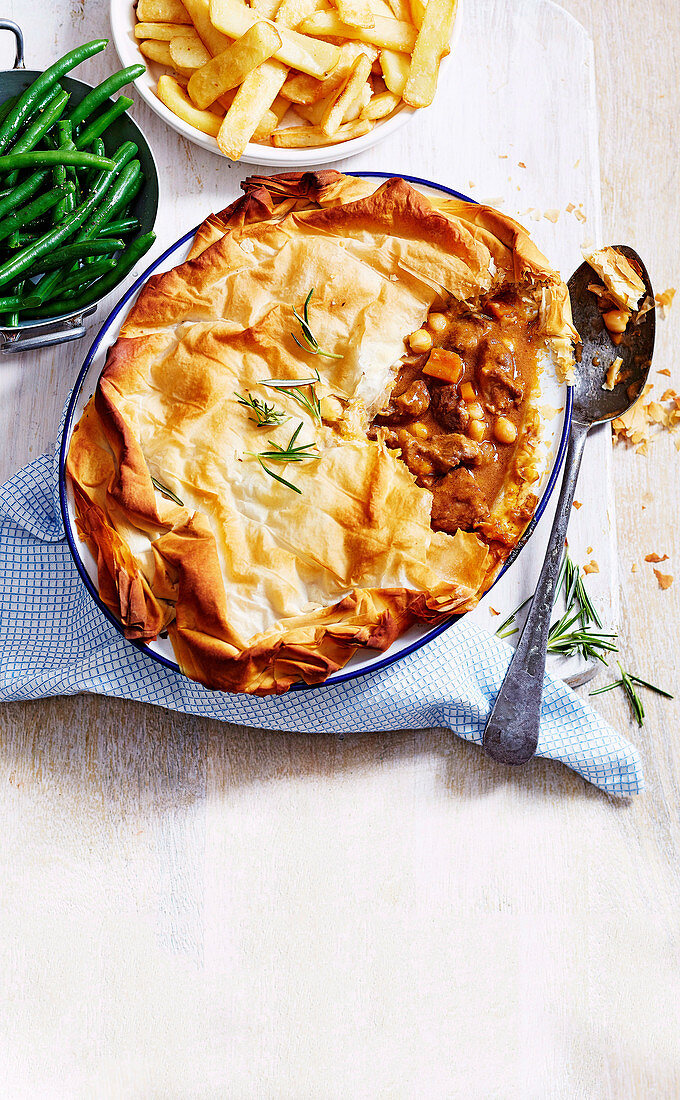 Lamb pie with chickpeas and rosemary