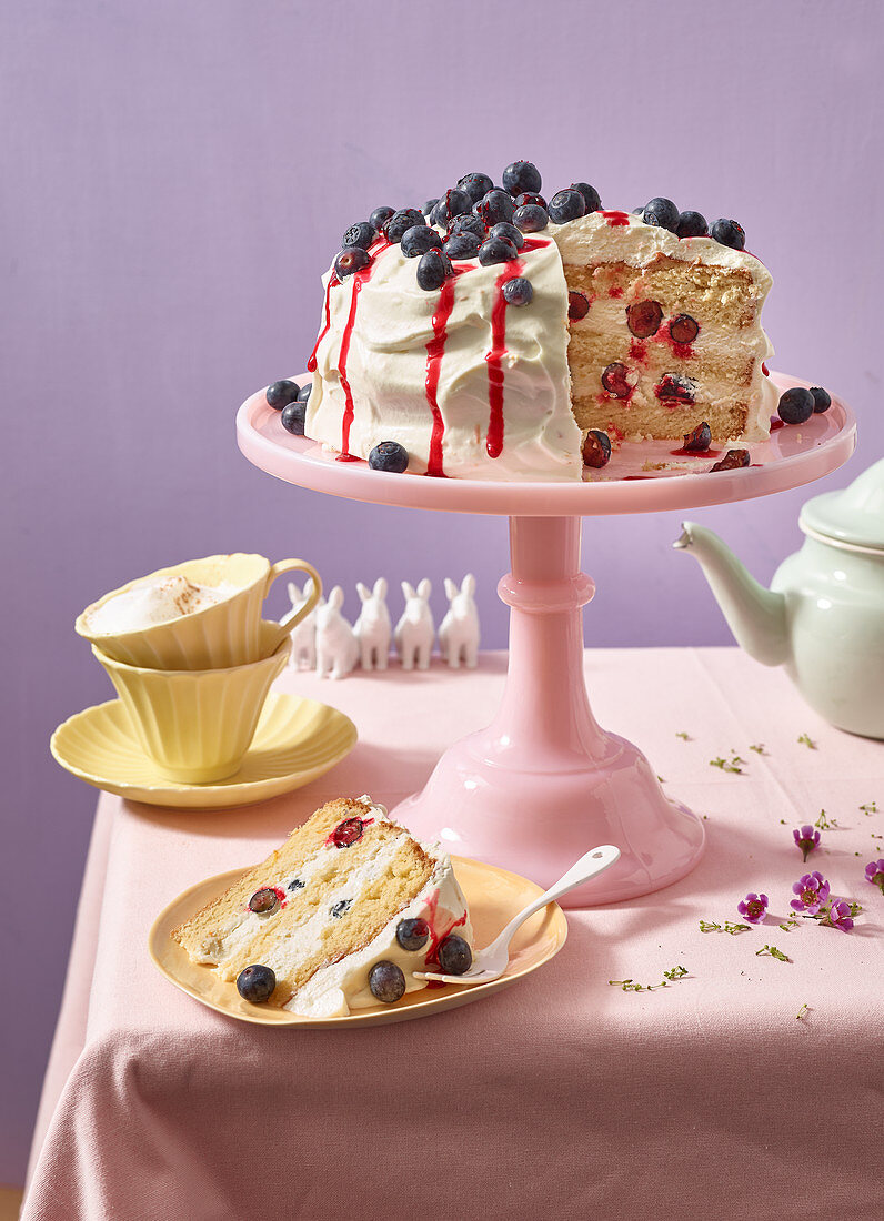 Layered blueberry cake