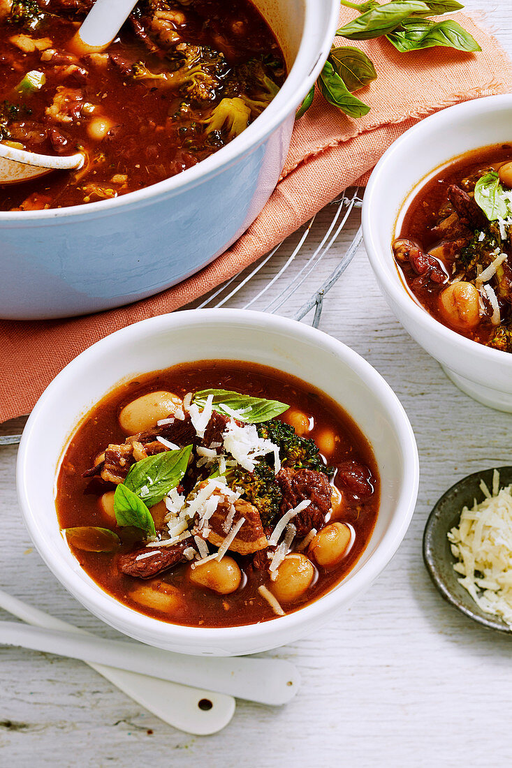 Chunky Bef, Bean and Broccoli Soup