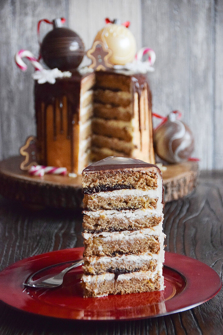 Christmas dripping cake