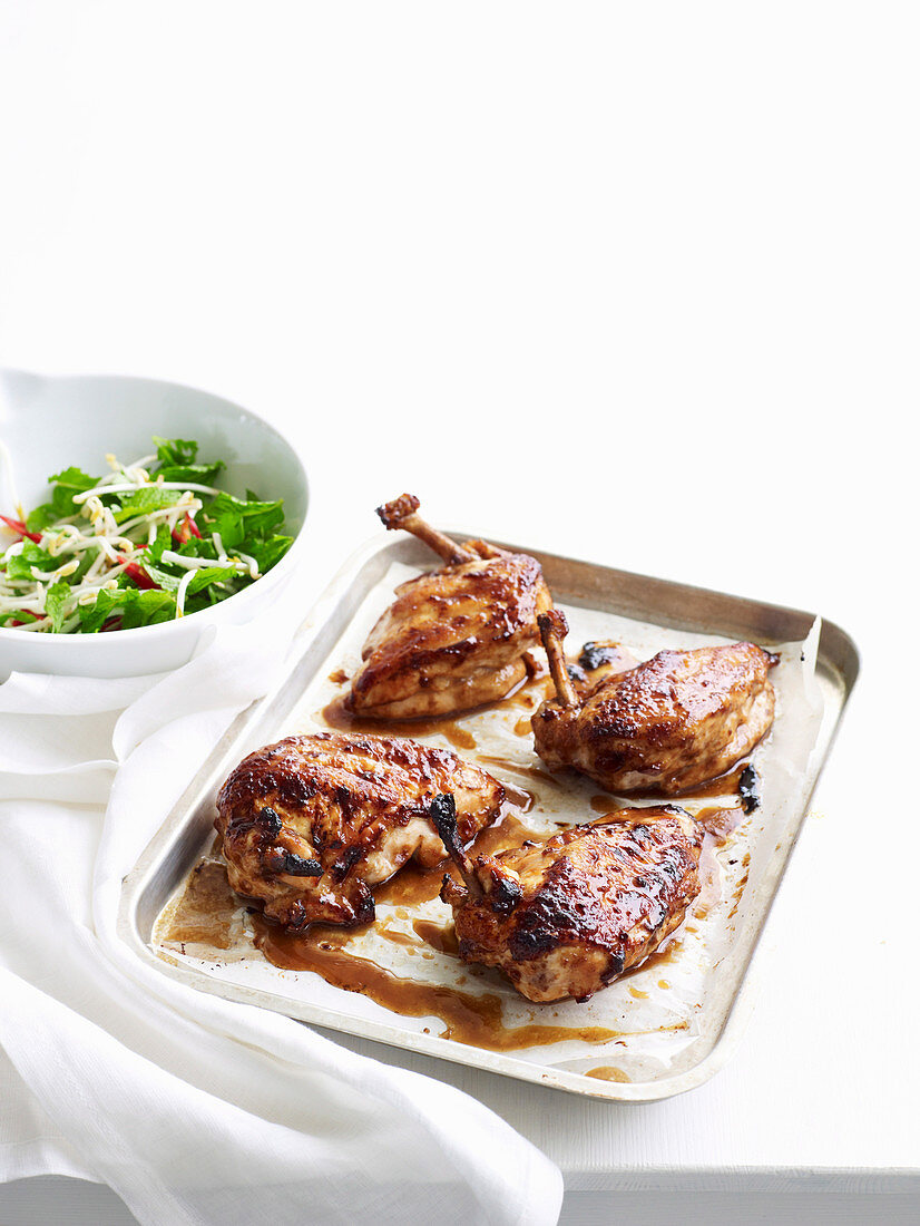 Honey Soy Chicken with Herb Salad