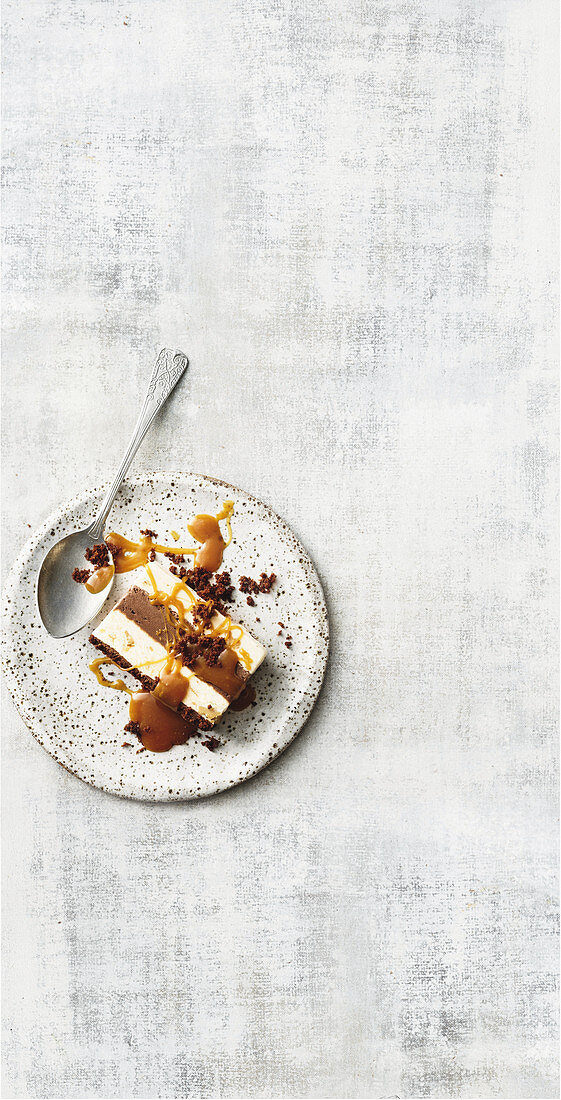 Chocolate and peanut terrine with caramel sauce