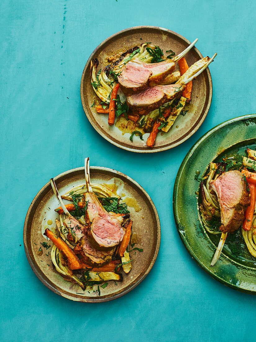 Chilean rack of lamb with winter root vegetables