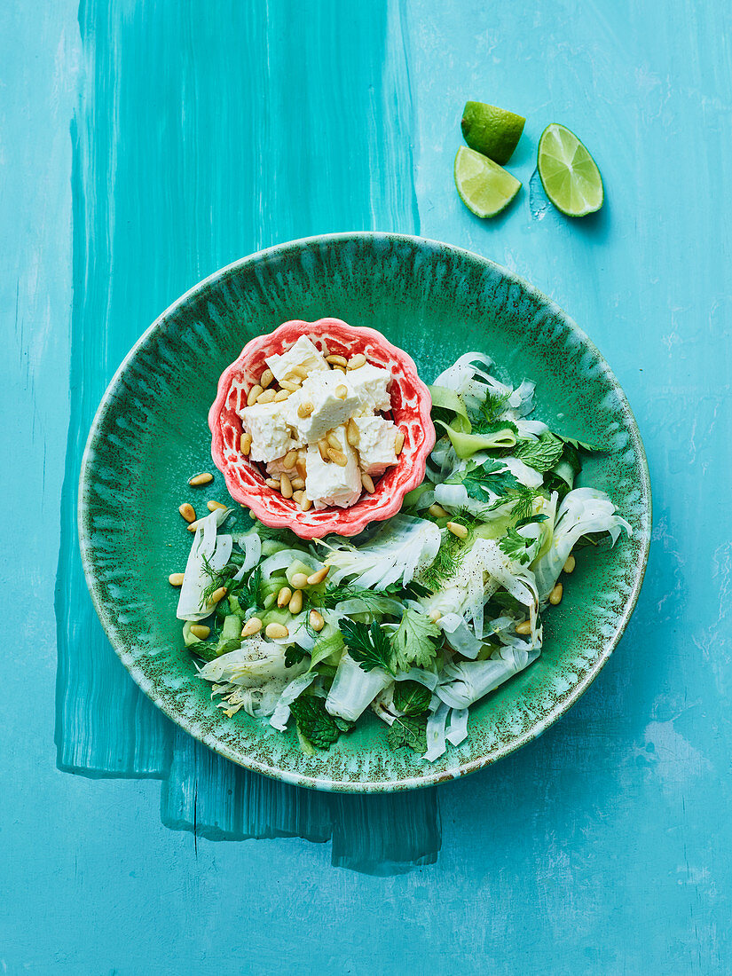Californian fennel salad with herbs and feta cheese