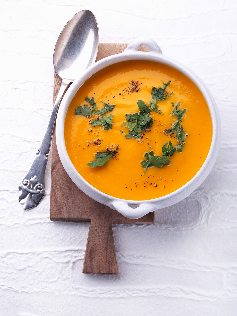 Sweet potato soup with herbs
