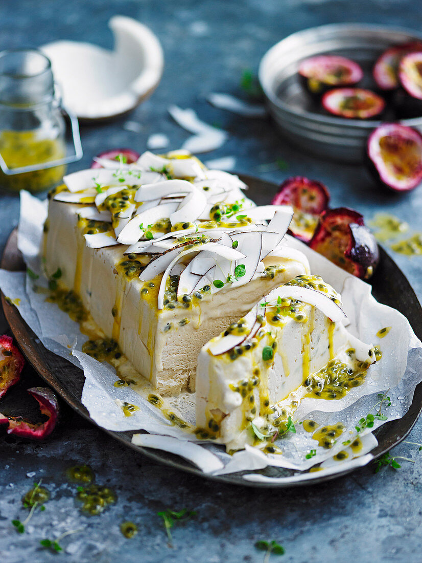 Salted Coconut and Passionfruit Semifreddo