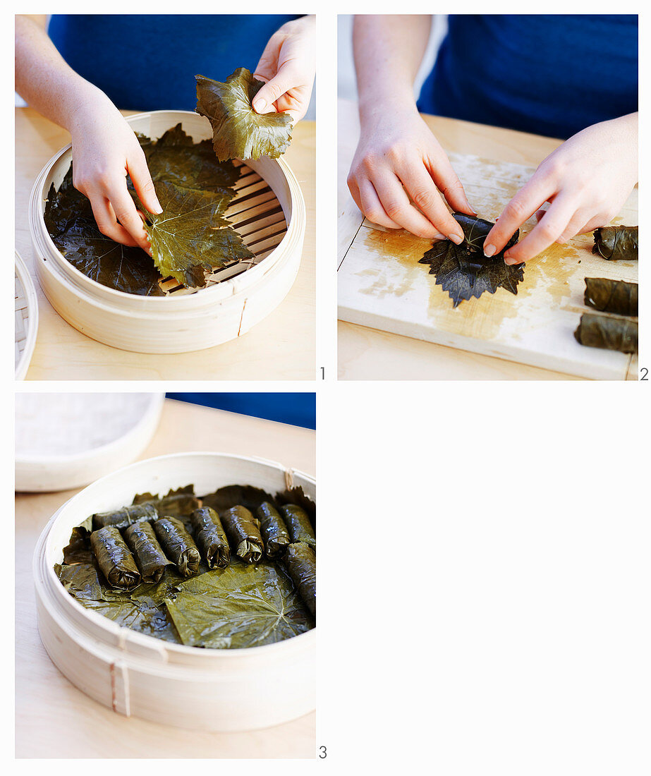 Preparing dolmades