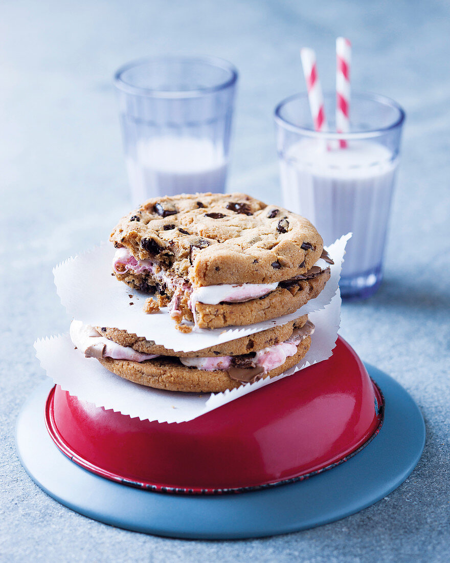 Smores aus Chocolatechip Cookies und Marshmallows zu Ostern