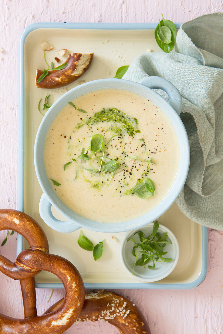 Beer and fennel soup with cheese