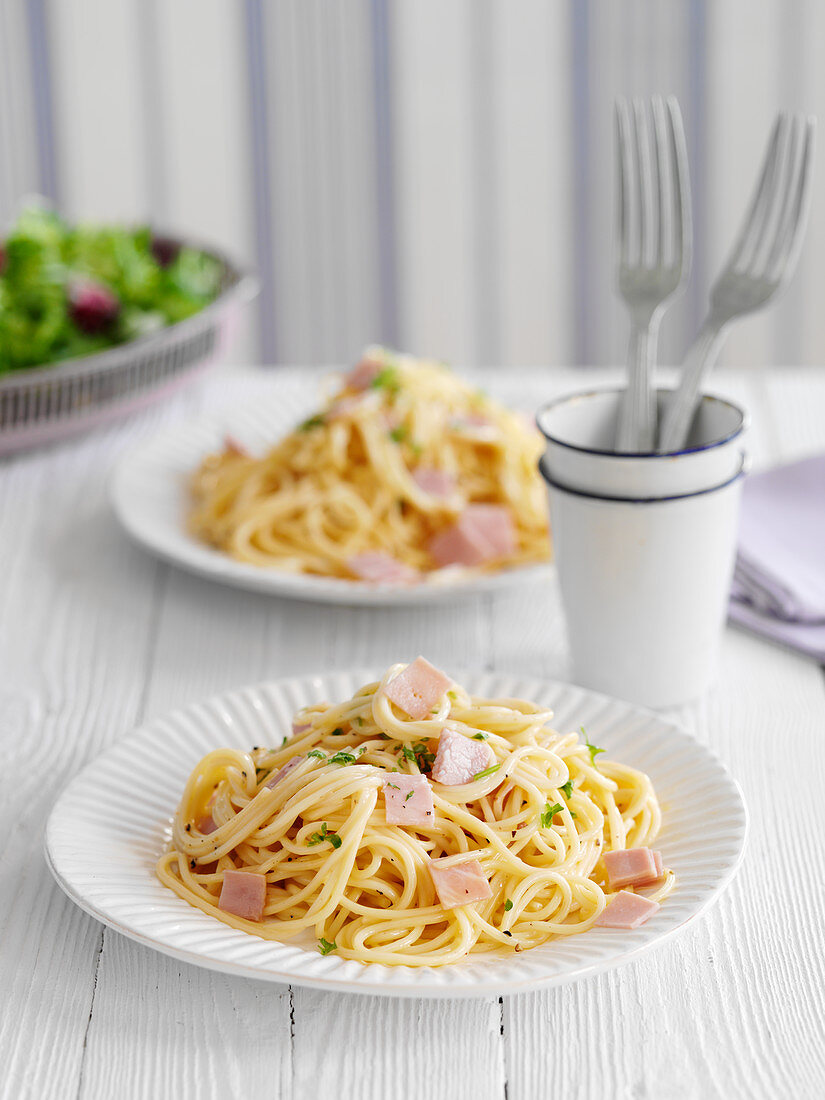 Spaghettis à la carbonara