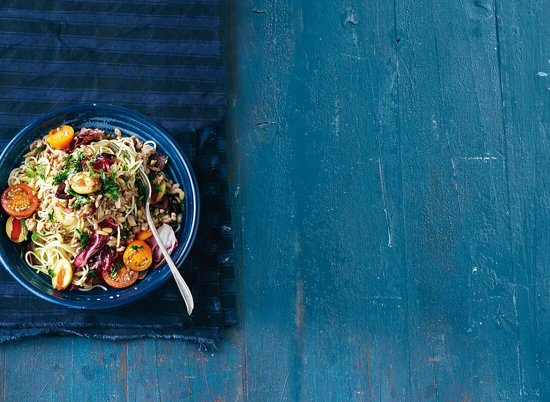 Italian throw together mince and olive pasta